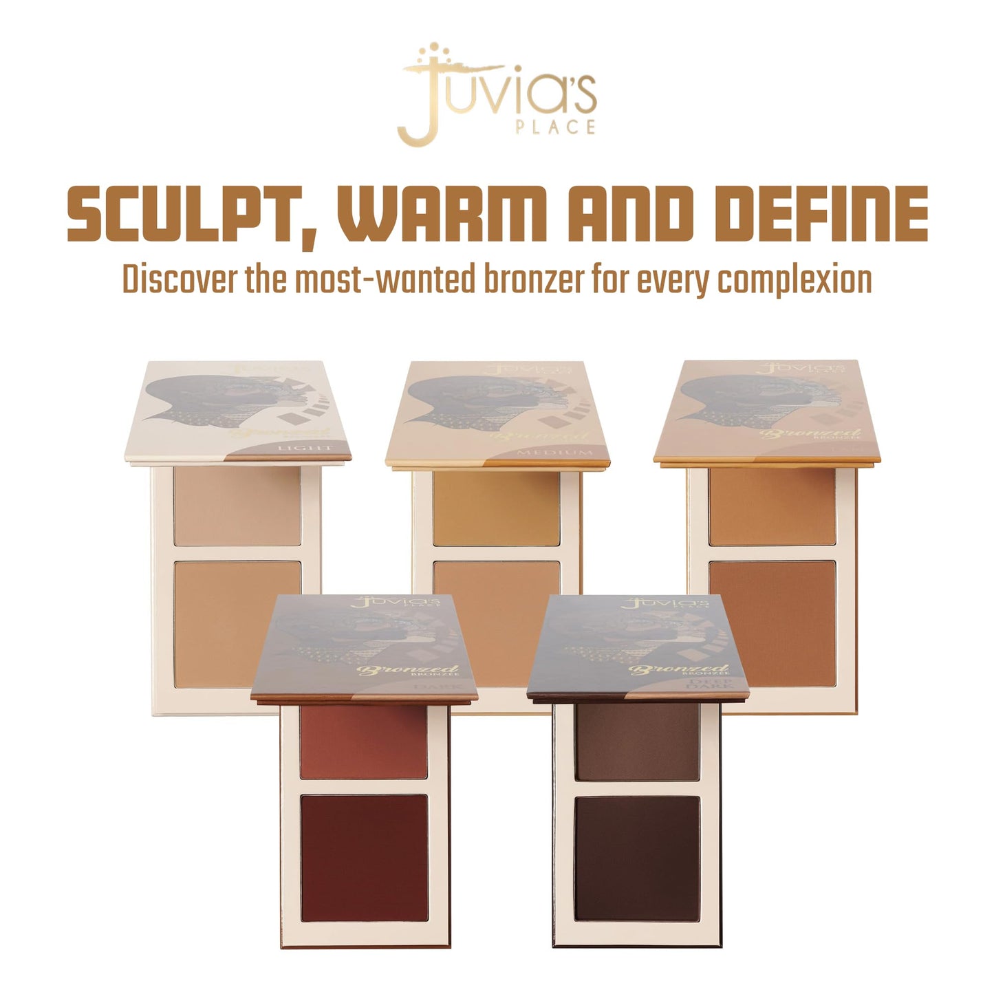 Juvia's Place Bronzed Duo Bronzer Tan - Soft Matte Bronzer, Contour Powder, Bronzer Pressed Powder, Long-Wearing & Buildable Bronzing Powder - Suitable for Tan Skin Tone