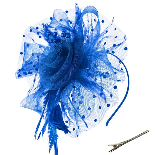 Fascinators Hats 20s 50s Pillbox Hat Cocktail Tea Party for Women (Blue, One Size)