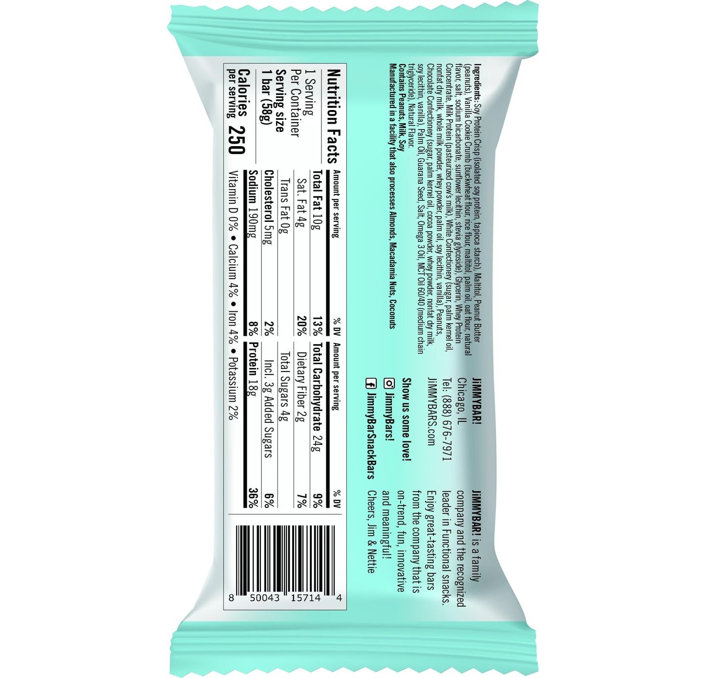 JiMMY'S! Functional Protein Bars - Golden Vanilla Cookies and Cream -12 Count | 18g High Protein, Plant-Based Caffeine & Omega 3, Low Sugar, Gluten-Free, Energy Boosting