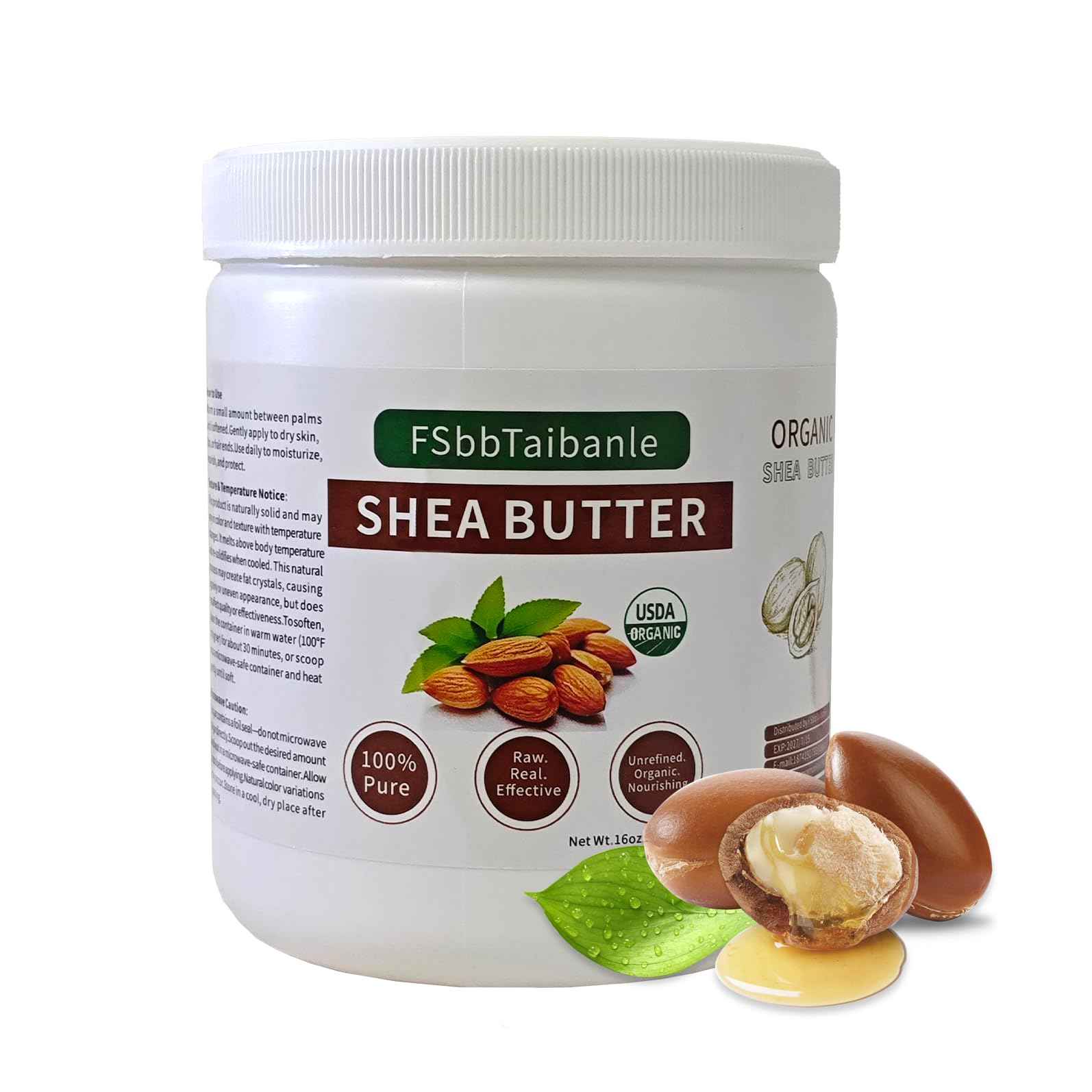 FSbbTaibanle Shea Butter 16 oz – Pure & Organic Moisturizer for Skin, Hair & DIY – Raw, Unrefined, Non-GMO, Ivory Color, Grade A Quality