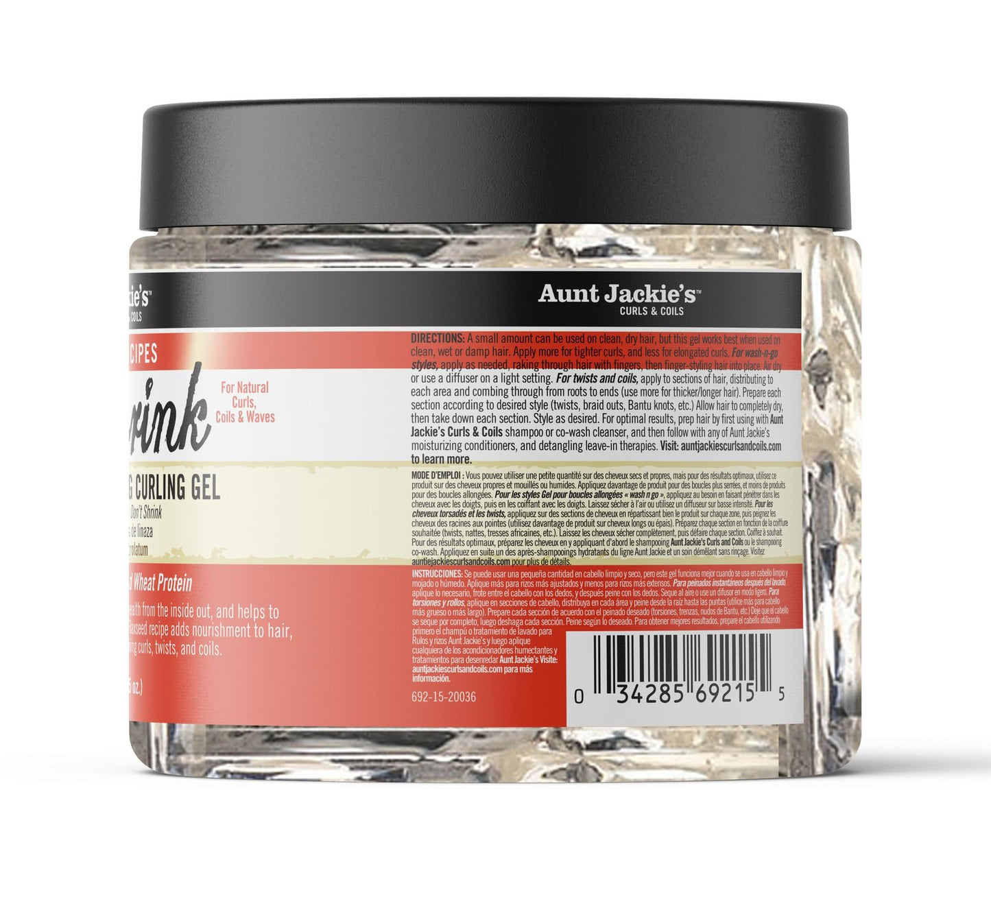 Aunt Jackie's Flaxseed Gel and Goody 30 Count Black Hair Ties Bundle - 15 oz Curling Gel and Damage-Free Ponytail Holders