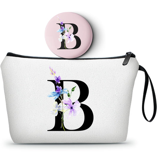 SEAMOON Initial Gifts for Women, Birthday Gift for Mom,Sister Birthday Gifts from Sister,Woman Gifts,Personalized Makeup Bag with Mirror,Gifts for Older Women, Encouragement Gifts for Women,Letter B