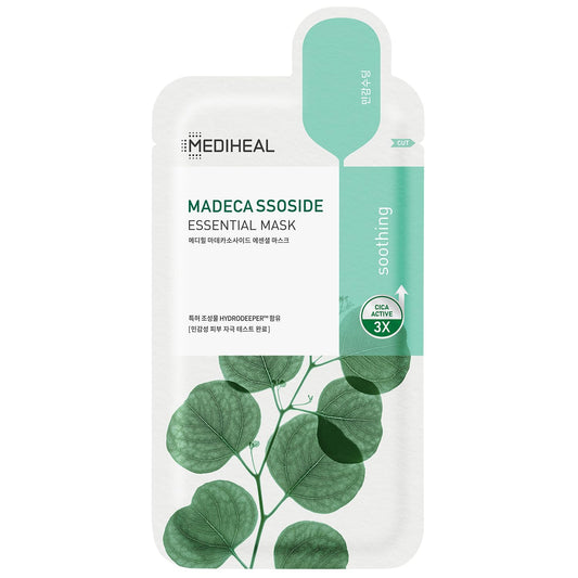 Mediheal Best Korean Sheet Mask - Madecassoside Essential Face Mask 20 Sheets For Sensitive Blemish Prone All Skin Types Hydrating Moisturizing Calming Soothing