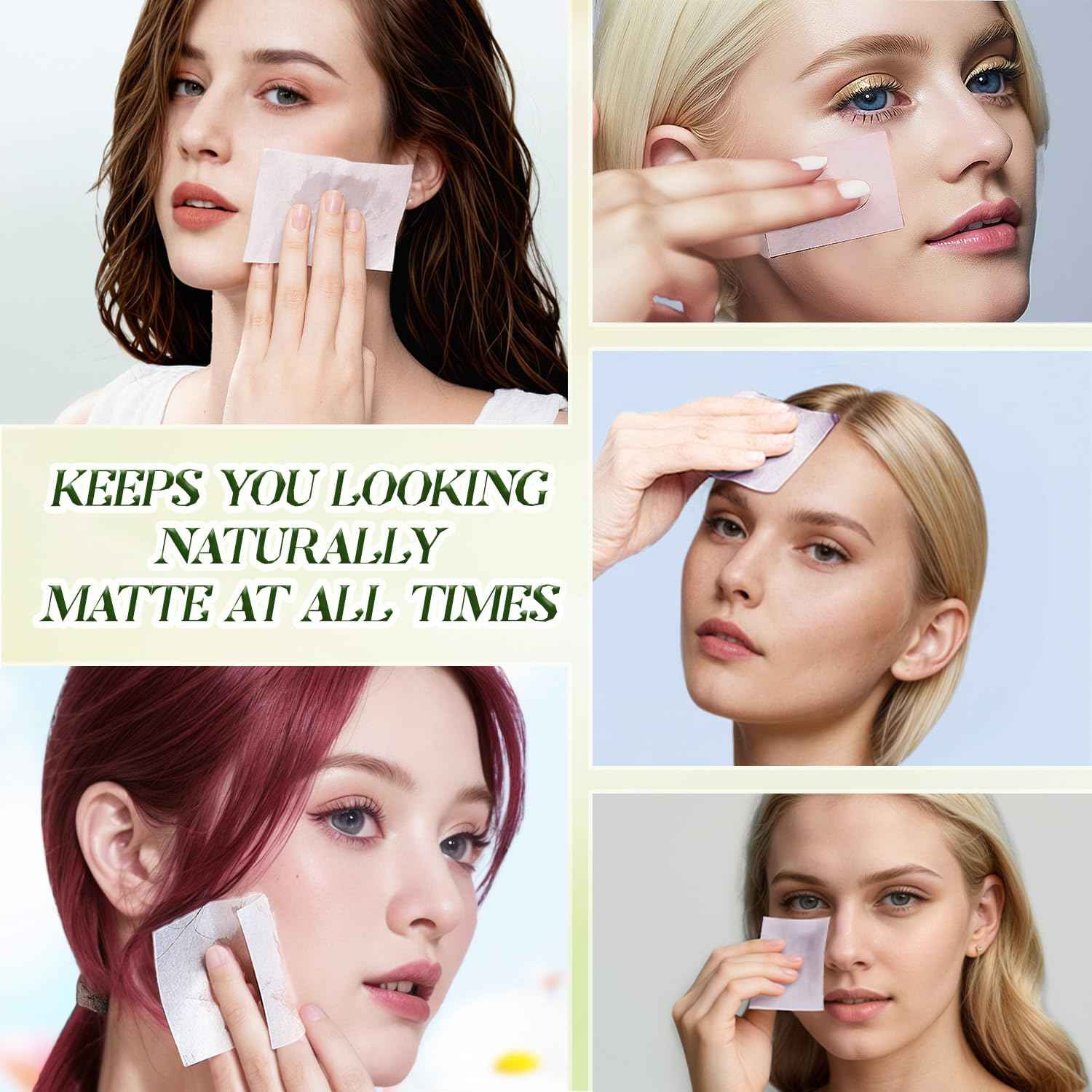 BOROLA Oil Blotting Paper for Face 200 Sheets Replacement Packs, Soft Absorbing Pads for Face Shine Control, Portable Oil Absorbing Tissues for Oily Skin, Design for Men & Women(Green)