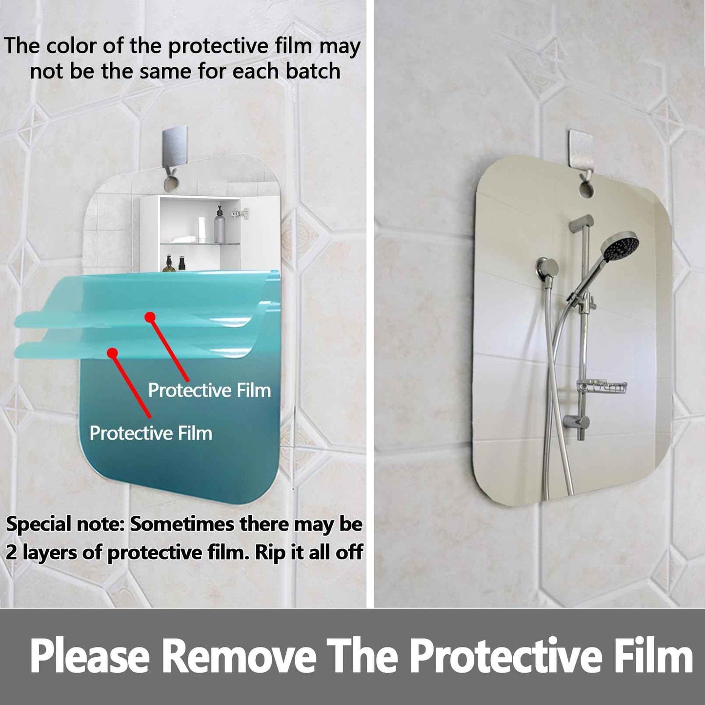 2 Pack Shower Mirror for Shaving, Larger 10.7x8 In Mirror for Wall Hanging Kids Safety, Frameless Portable Travel Camping Mirrors, Unbreakable Handheld Locker Shave Mirror, Makeup Plastic, NOT Fogless