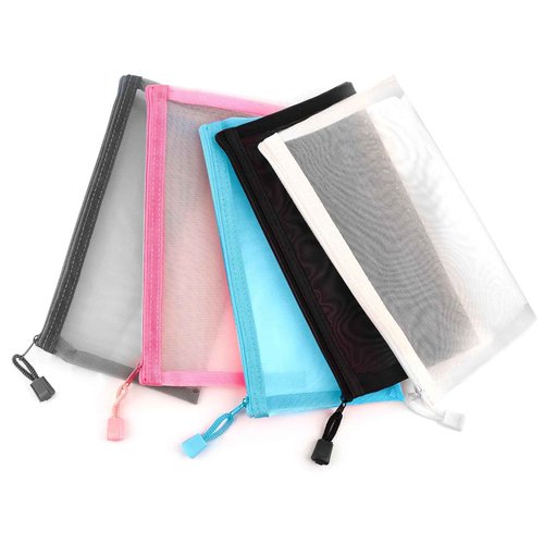 EASYFUN Mesh Zipper Pouch Bags Pencil Pouch Zipper Makeup/Cosmetic Bag Travel Toiletry Bag Daily Accessories