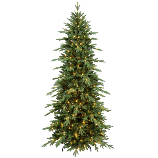 Mayhihi Prelit Artificial Full Christmas Tree 4FT with 919 PE PVC Tips, Premium Pre-Lit Holiday Xmas Tree with 150 UL Incandescent Lights, Metal Hinges & Foldable Base for Home Office Party, Green