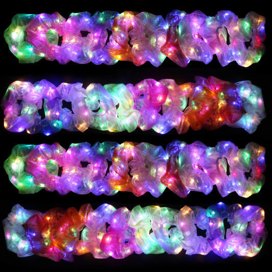 40 Pcs LED Scrunchies, Light up Hair Scrunchies, Glow in the Dark Hair Ties with 3 Light Modes, Neon Hair Accessories for Women Girls, Glow Hair Bands Rave Glow Party Supplies