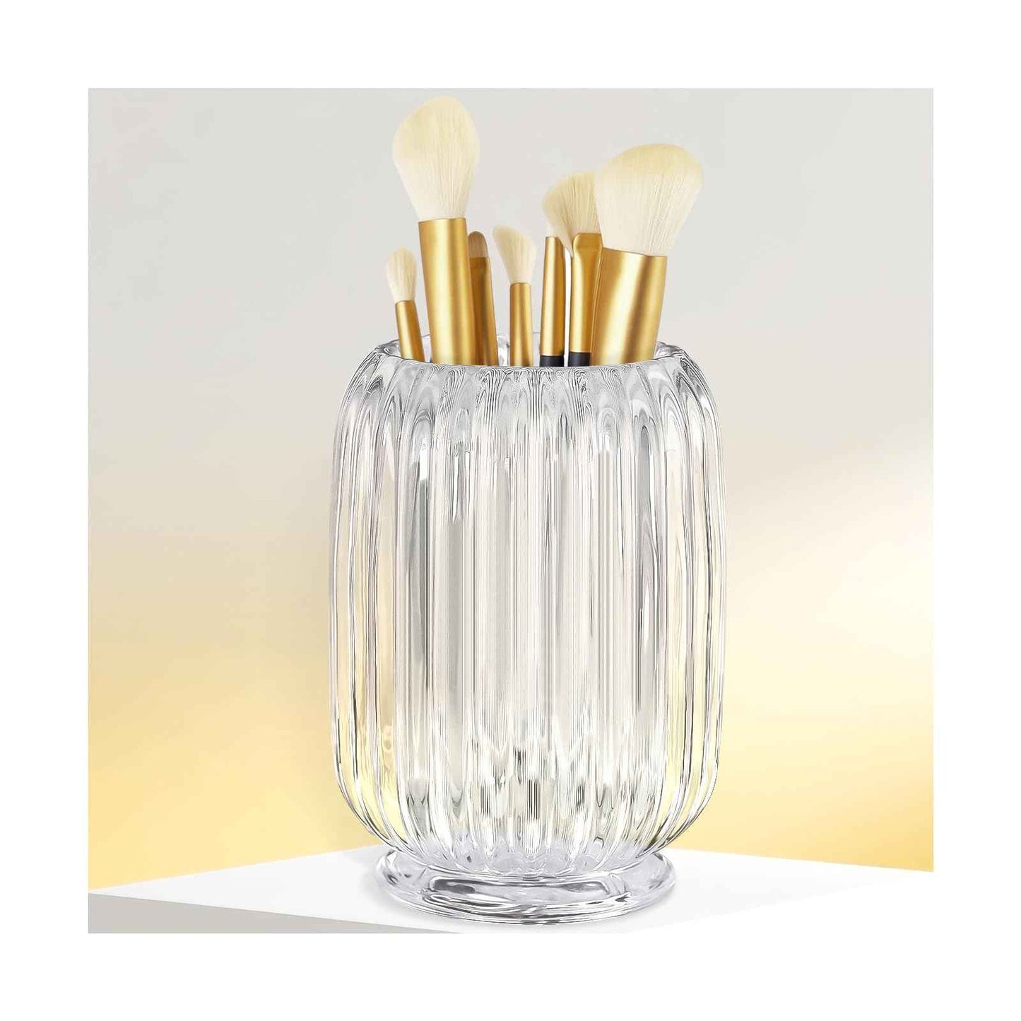 Makeup Brush Holder, Thick Glass Makeup Brush Organizer Cup, 4.8" Tall for Vanity Hair Brush Holder Brushes Storage, Makeup Brush Holder Organizer organizador de brochas de maquillaje Crystal Clear