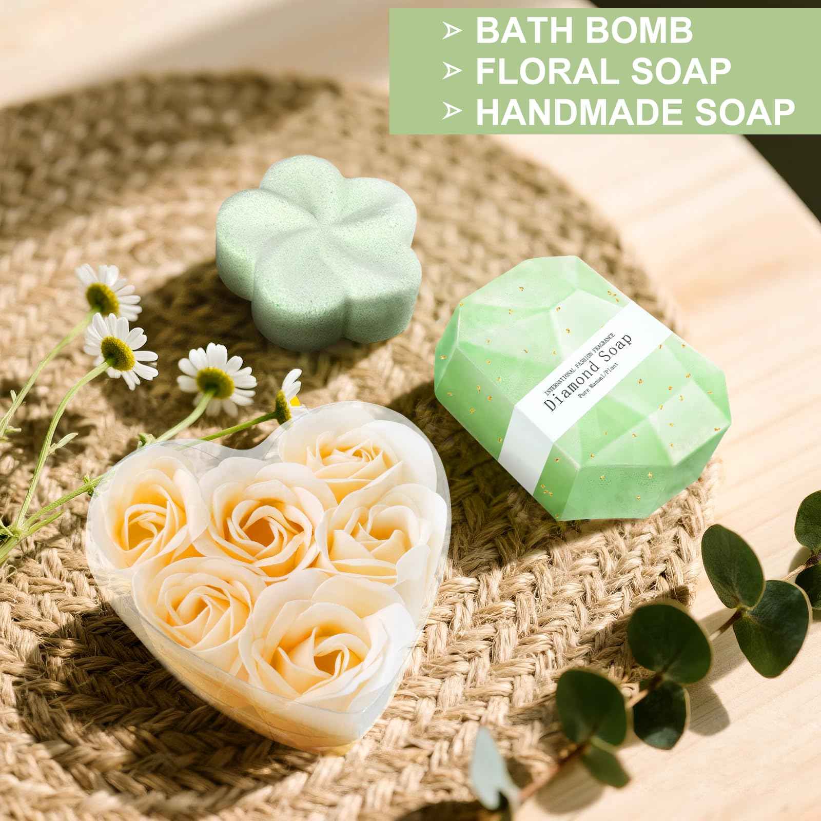 Birthday Gifts for Women, Self Care Gift Get Well Soon Gifts Basket for Women, Flower Relaxing Spa Gift Basket Bath Set,Unique Luxury Self Care Box Gift for Mom Her Wife Sister Girlfriend, Girl Friend