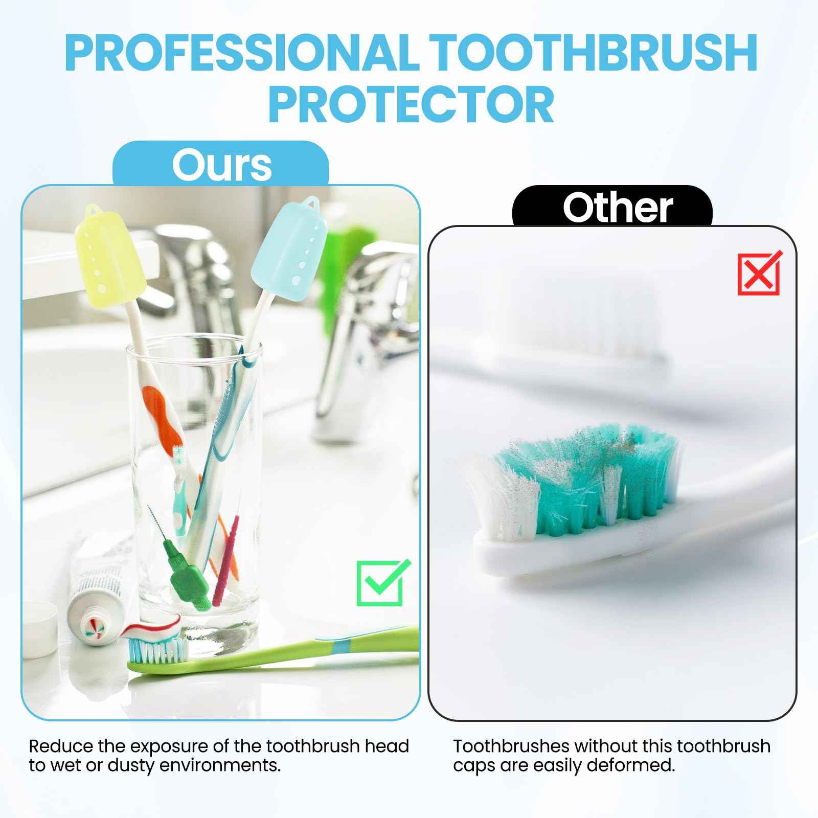 Lapfoon 6 Packs Silicone Toothbrush Covers, Tooth Brush Cover Cap for Electric & Manual Toothbrushes, Toothbrush Travel Essentials