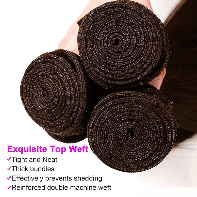 #4 Brown Loose Deep Wave Human Hair Bundles 28in 3pcs