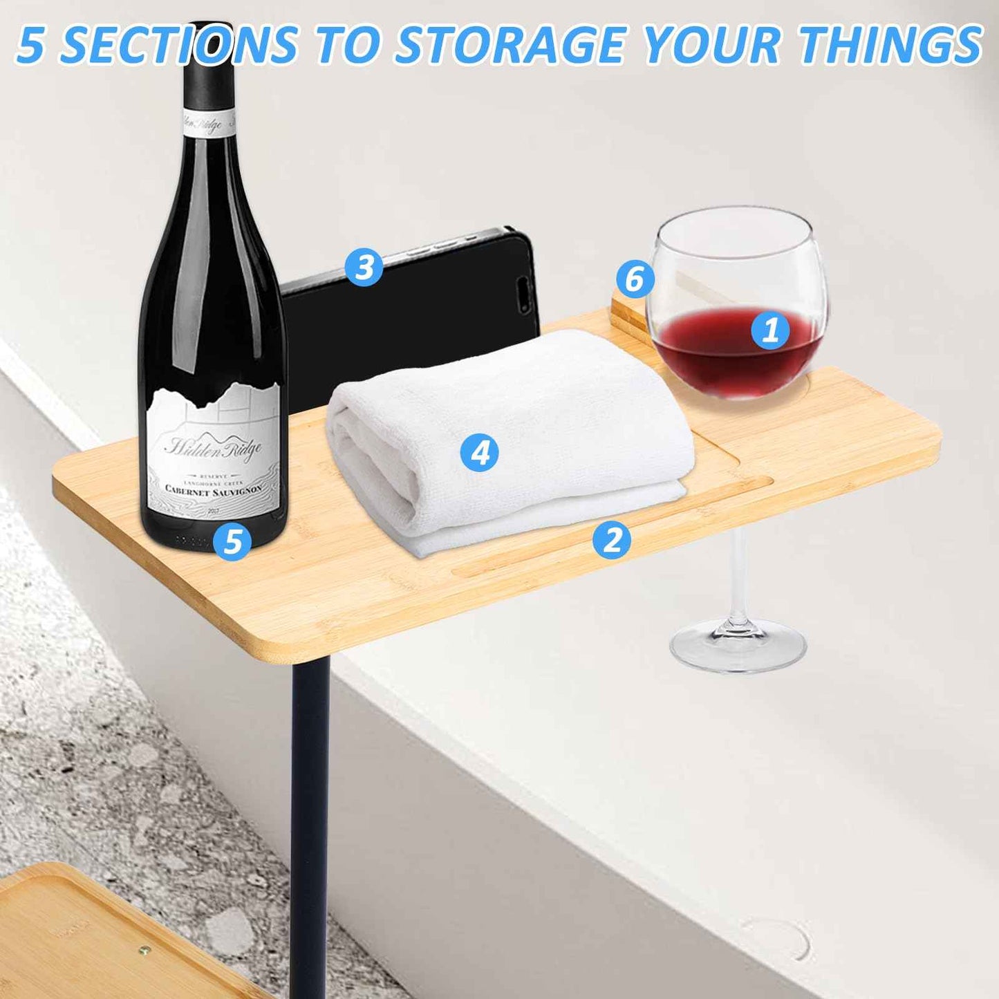 3 Layer Bath Tub Tray Table, Liftable Freestanding Bamboo Bath Tray Caddy for Tub Against Wall, Bath Table Tray Tub Shelf Bathroom Organizer Shelf for Luxury Spa and House Warming New Home