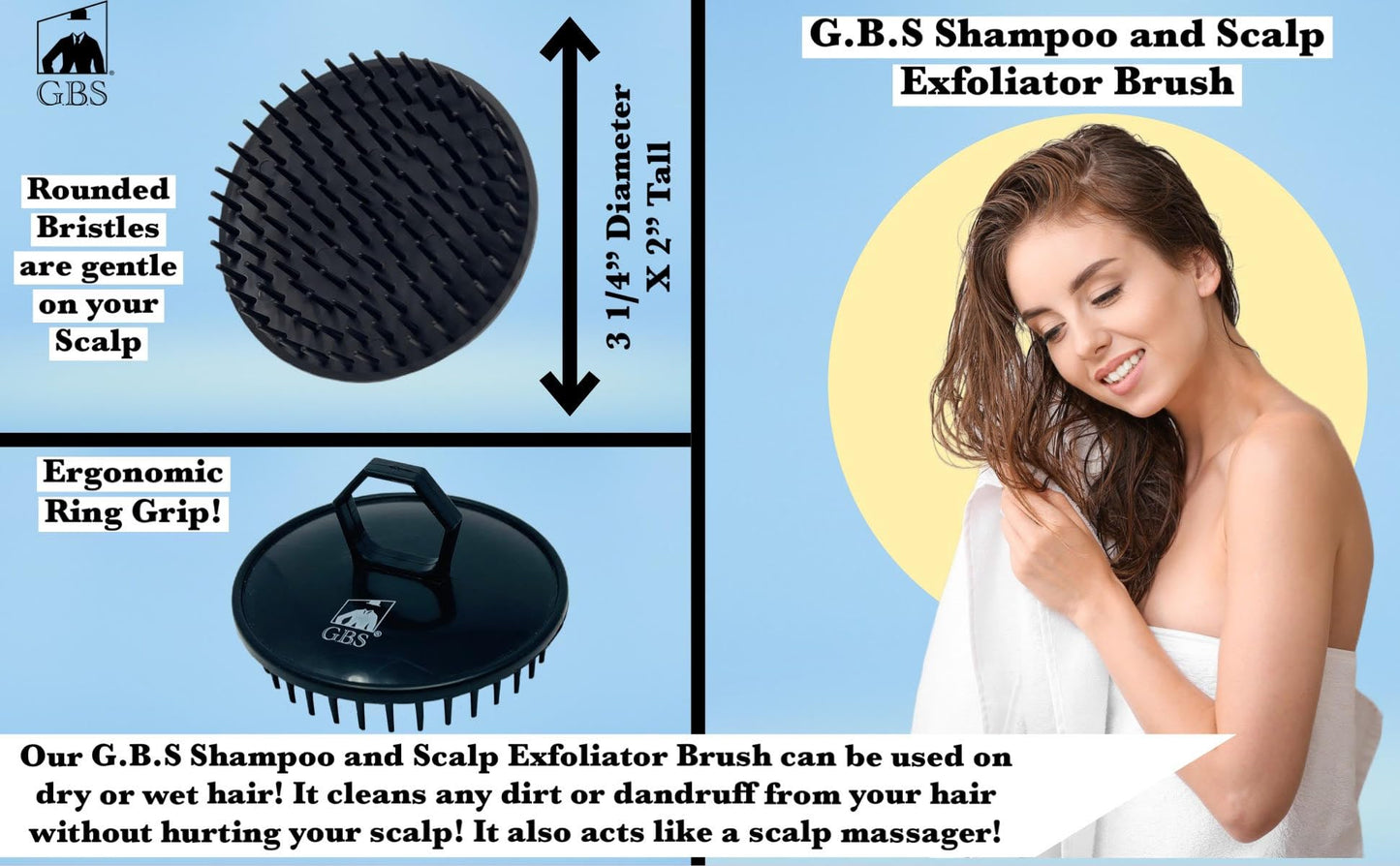 G.B.S Wave Detangling 3-in-1 Hair Brush Set