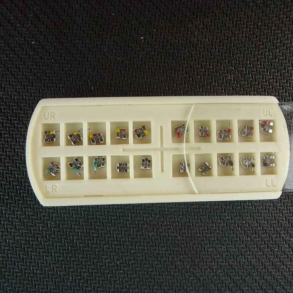 SNAWOP Dental Orthodontic Brackets Mini Metal Tooth Braces Roth/MBT(5 Packs MBT 022 3-4-5 with Hooks)