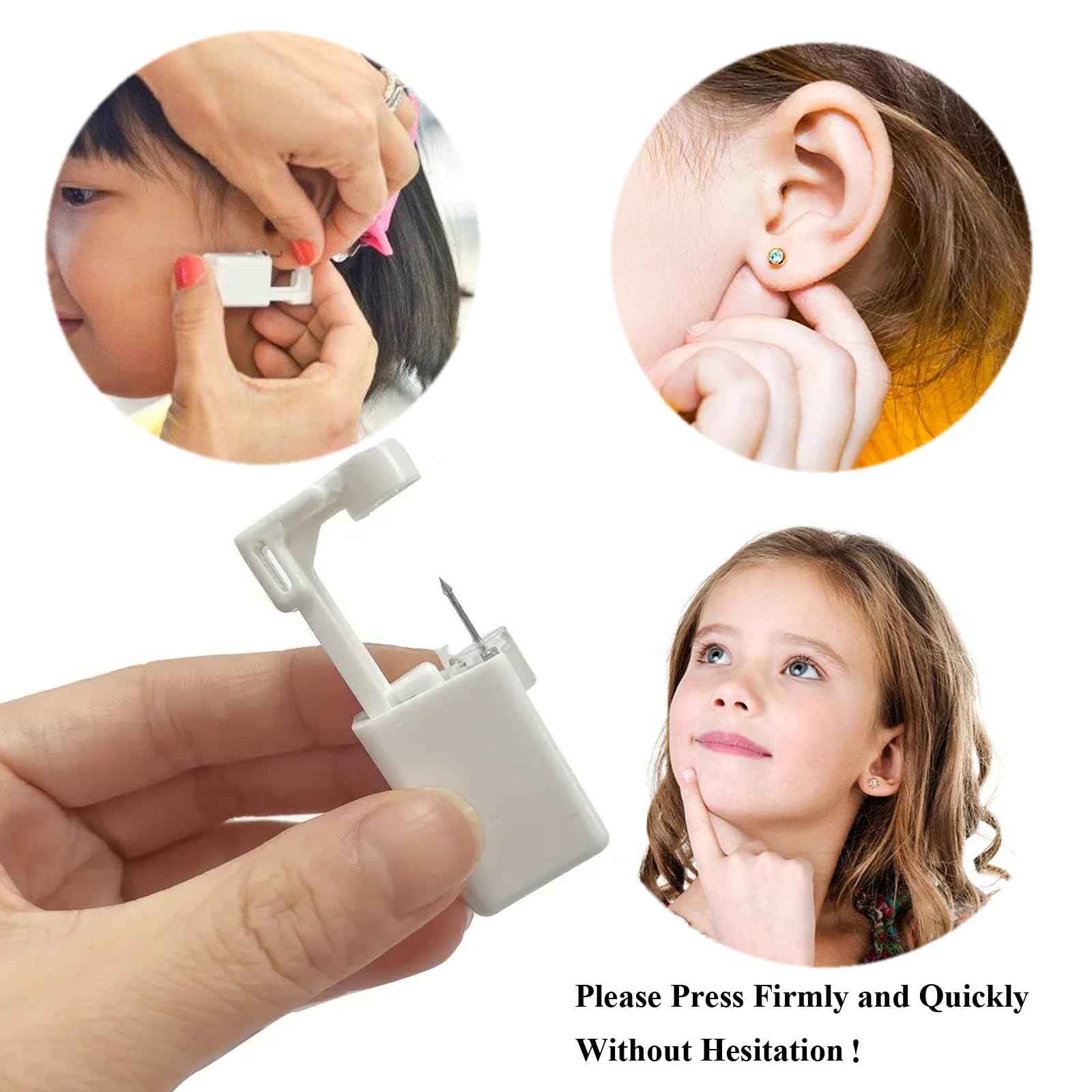 Orglace 38 Pcs Ear Piercing Kit, Disposable Ear Piercing Gun with Cubic Zirconia Stud,Self Ear Piercer Kit Tool at Home (253# White)