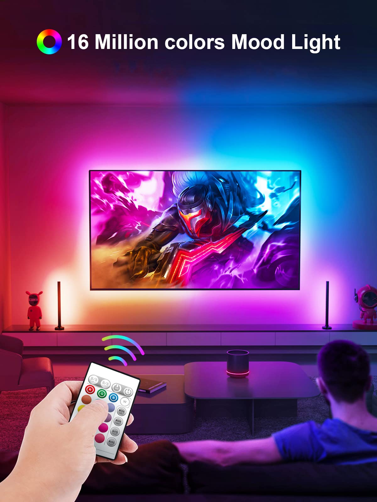 KANTUTOE TV LED Backlight, 23ft TV LED Lights for 70-100 Inch, RGB LED Lights for TV with Remote, Music Sync Bluetooth APP Control TV LED Strip Lights USB Powered for Bedroom/Gaming Room