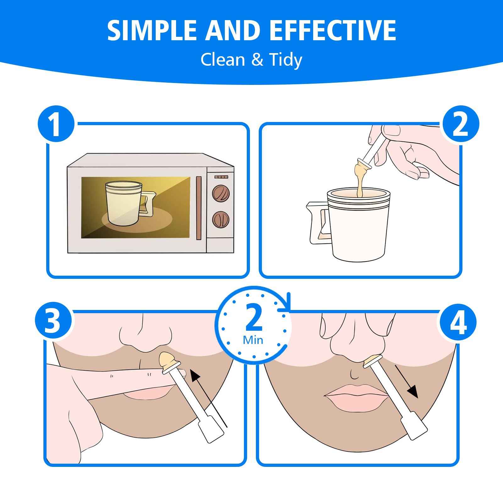 Super Nose Wax Kit Men,120g Wax, 30 Applicators | Ear & Nose Hair Removal Waxing Kit for Women | Includes 15 Balm Wipes & 10 Mustache Guards | Lasts 6 Weeks | Nasal Waxing Kit for Gift