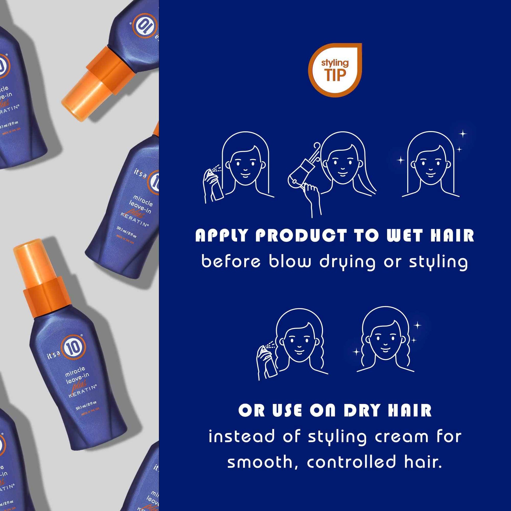 Its A 10 + Keratin Mir Le Size 2z Its A 10 + Miracle Leave-In Plus Keratin, 2 Fl. Oz (Pack of 3)