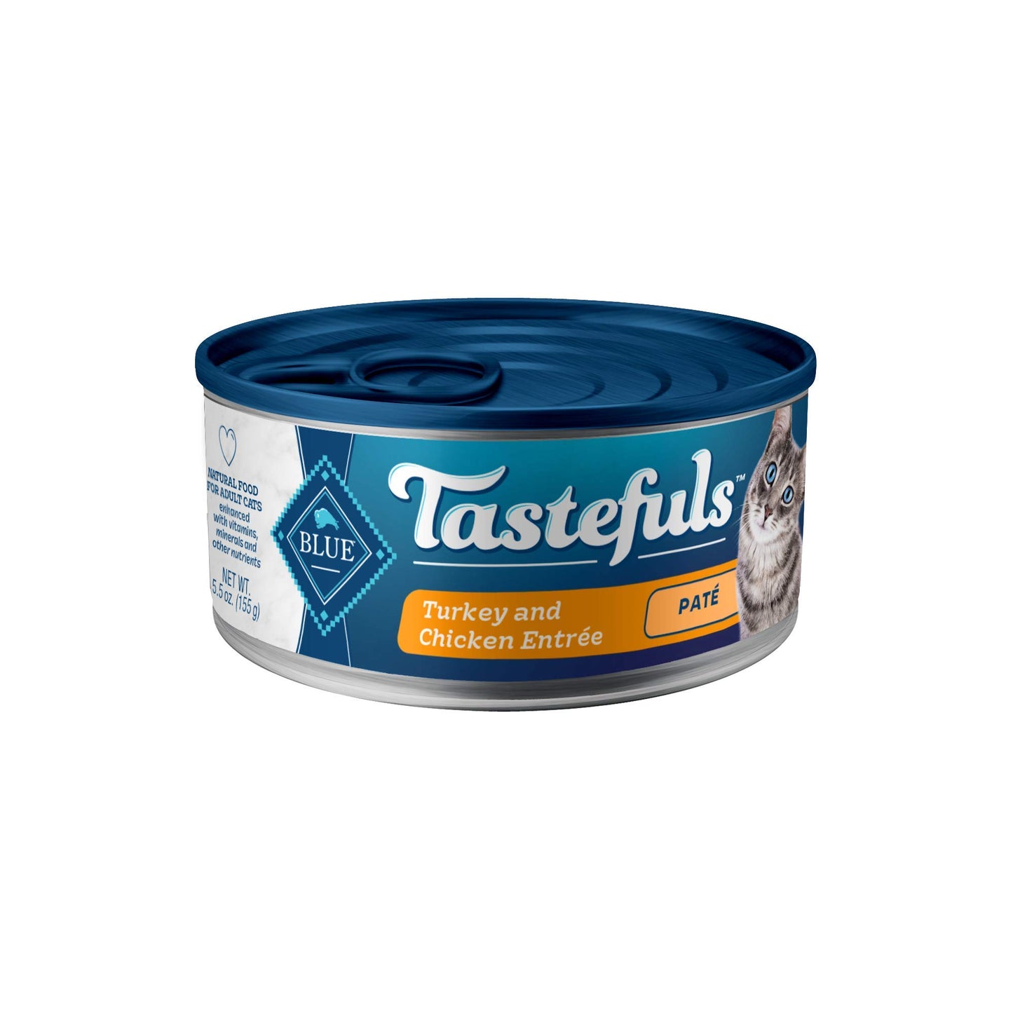 Blue Buffalo Tastefuls Wet Cat Food Paté, Made with Natural Ingredients | Turkey and Chicken Entrée, 5.5-oz. Cans (24 Count)