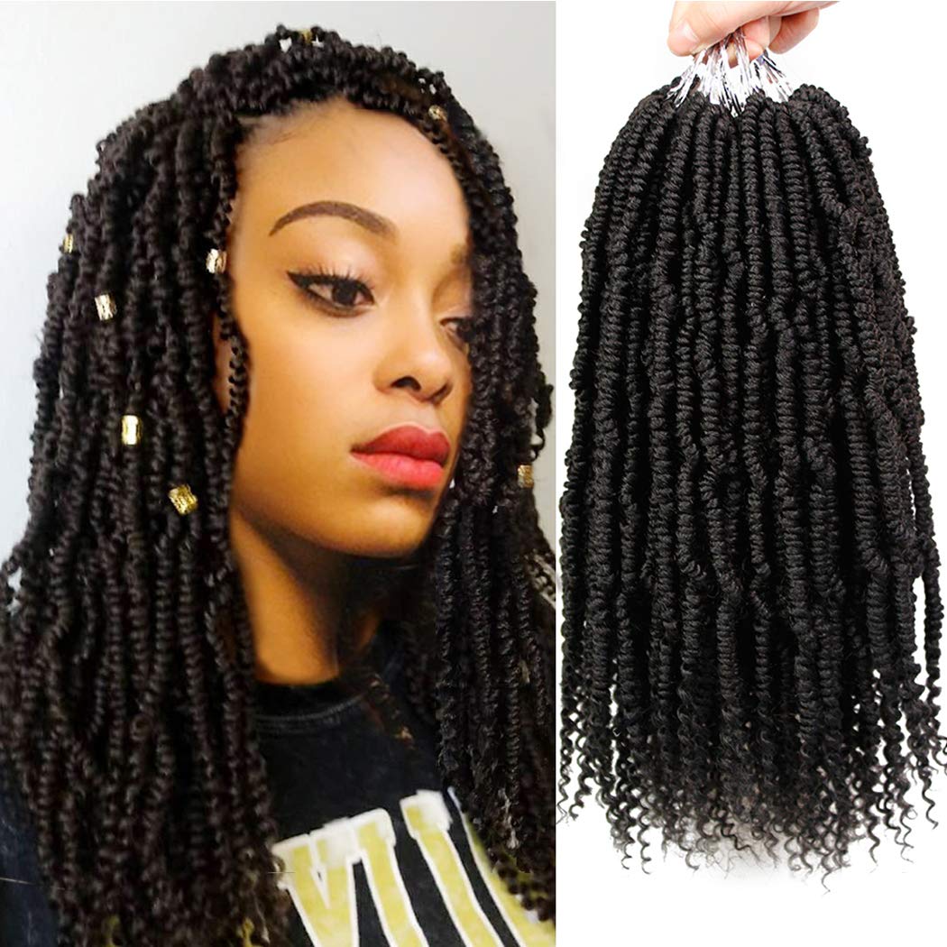 Bomb Twist Crochet Hair 14 Inch 6 Packs Mini Passion Twist Crochet Hair for Black Women Pre-looped Spring Twist Crochet Braids Nubian Twist Synthetic Hair Extension (1B#)