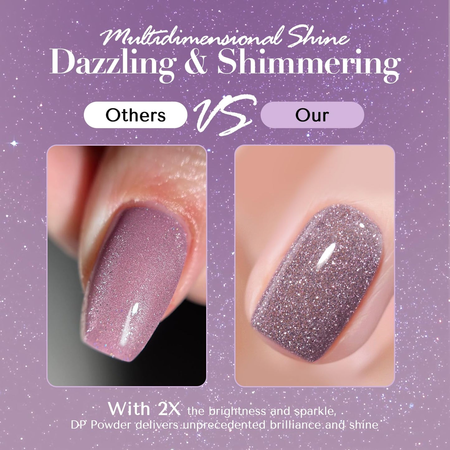 AZUREBEAUTY Glitter Purple Nail Dip Powder Colors 28 g/1oz Dipping Powder 2X Shining French Art Starter Manicure Beginner DIY Salon Home Gift Long Lasting Dip Nail Powder