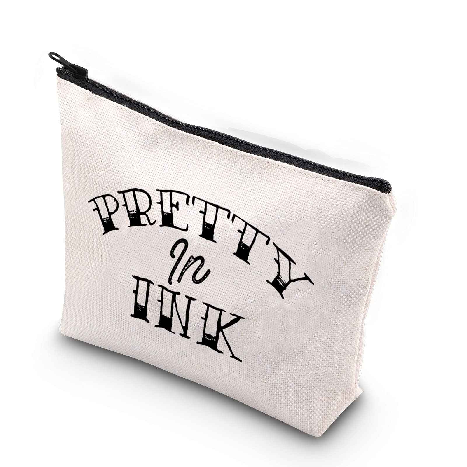 WCGXKO Tattoo Lover Gift Tattoo Artists Gift Pretty in Ink Addicted to Ink Zipper Pouch Makeup Bag (Pretty in Ink)