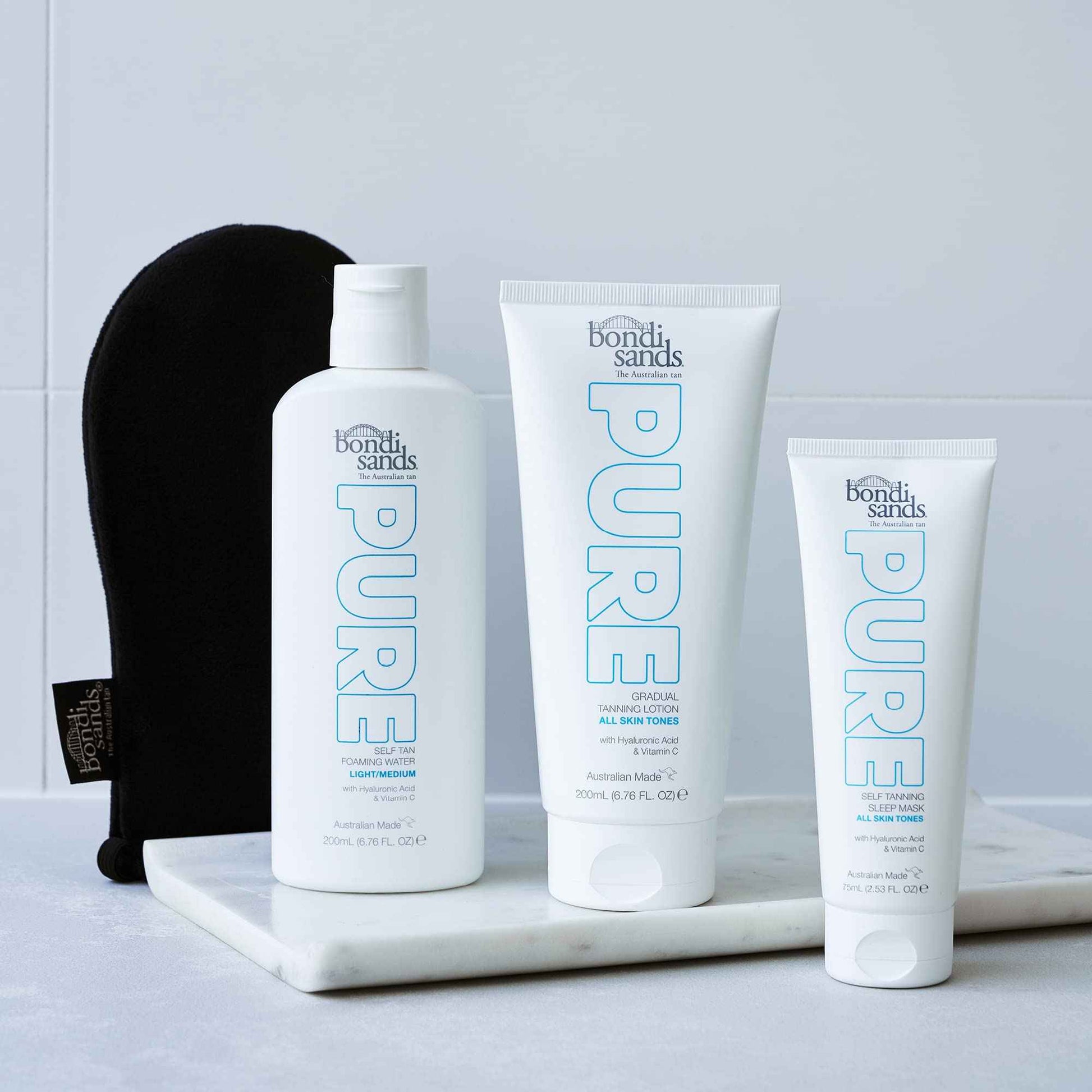 Bondi Sands PURE Light/Medium Self-Tanning Foaming Water | Hydrates with Hyaluronic Acid for a Flawless Tan, Fragrance Free, Cruelty Free, Vegan | 6.76 Oz/200 mL