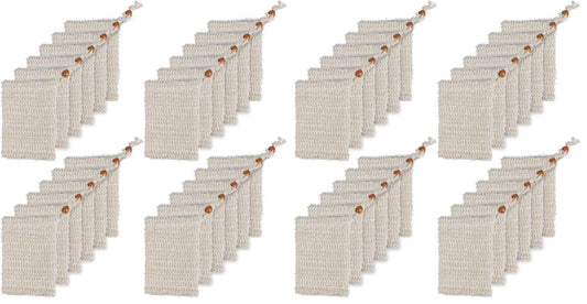 BUYGOO 60 Pack Soap Exfoliating Bag, Natural Soap Saver Hand Made Sisal Mesh Soap Bag Bar Soap Bag with Drawstring for Bath & Shower Use