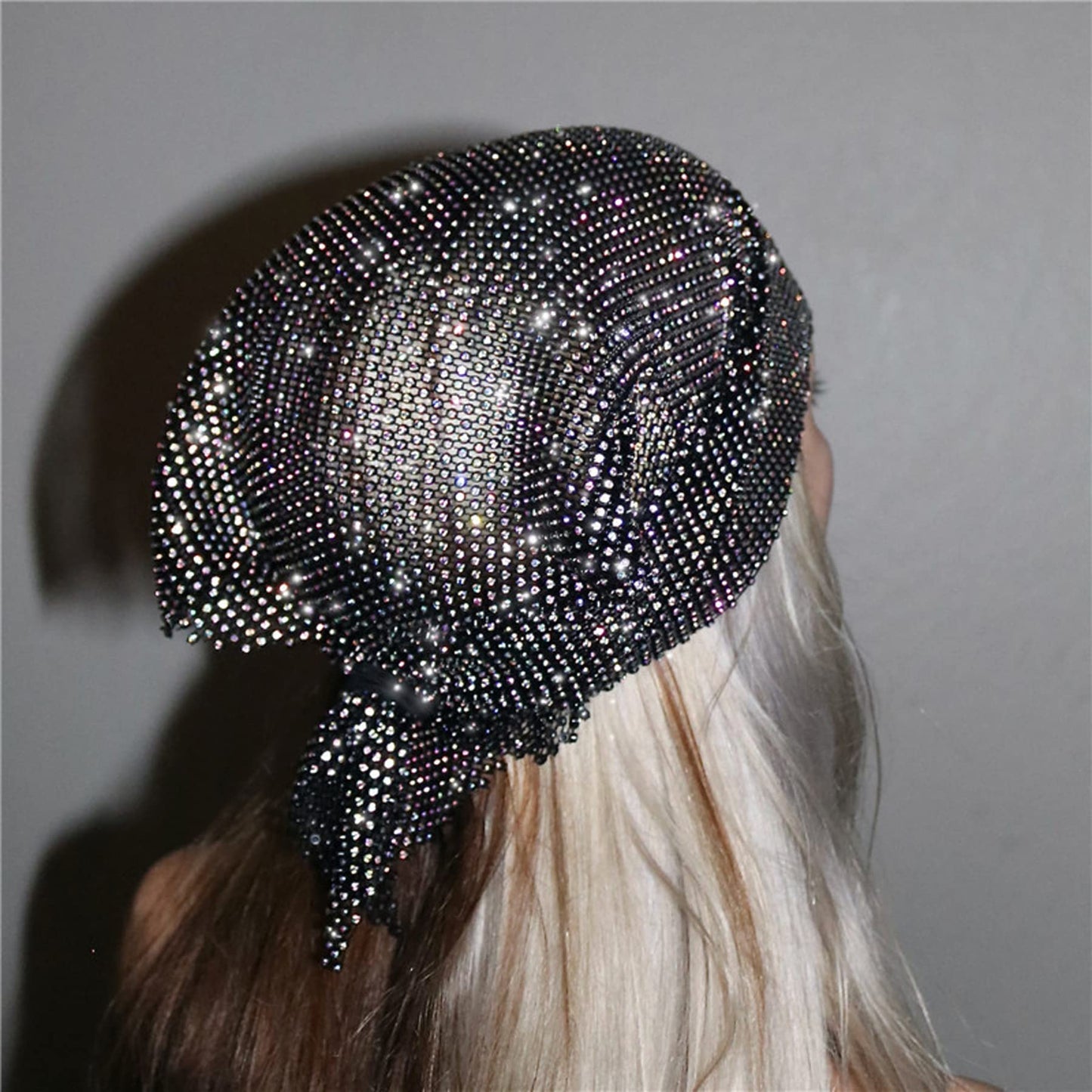 Eilova Orityle Sparkly Rhinestone Mesh Headband Crystal Head Scarf Kerchiefs Turban Party Nightclub Rave Edge Hair Bandana