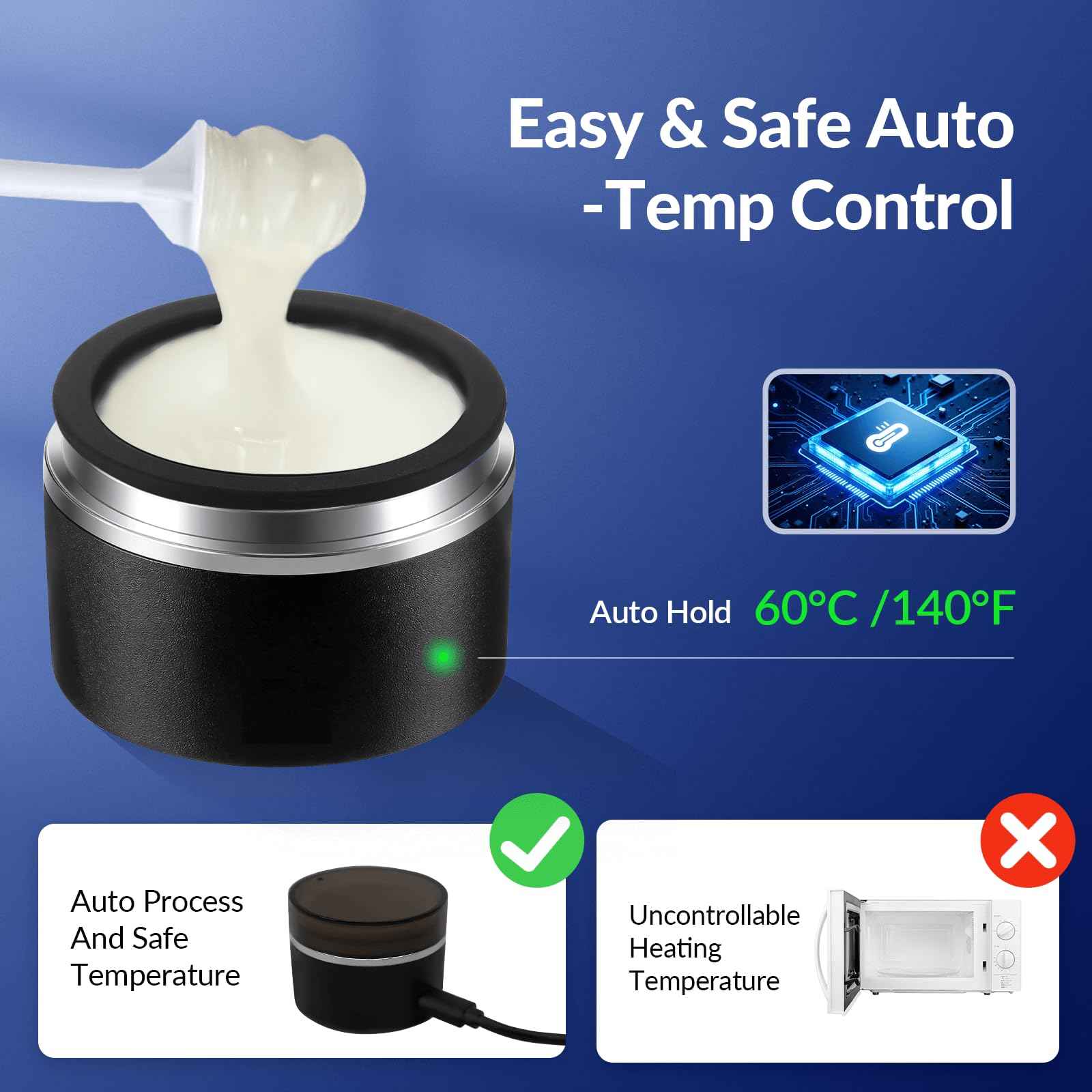 Nose Wax Kit Men & Nose Ear Hair Waxing Kit with 100g Nose Wax Beads,20 Sticks, Fast Heat, Smart Constant Temp, Portable Nose Hair Wax Kit，Multi-Purpose for Eyebrows/Lips (Black-USB)