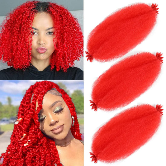 16Inch Afro Twist Hair 3Packs Springy Afro Twist Hair Crochet Braiding Hair (16 Inch (Pack of 3), Red) …