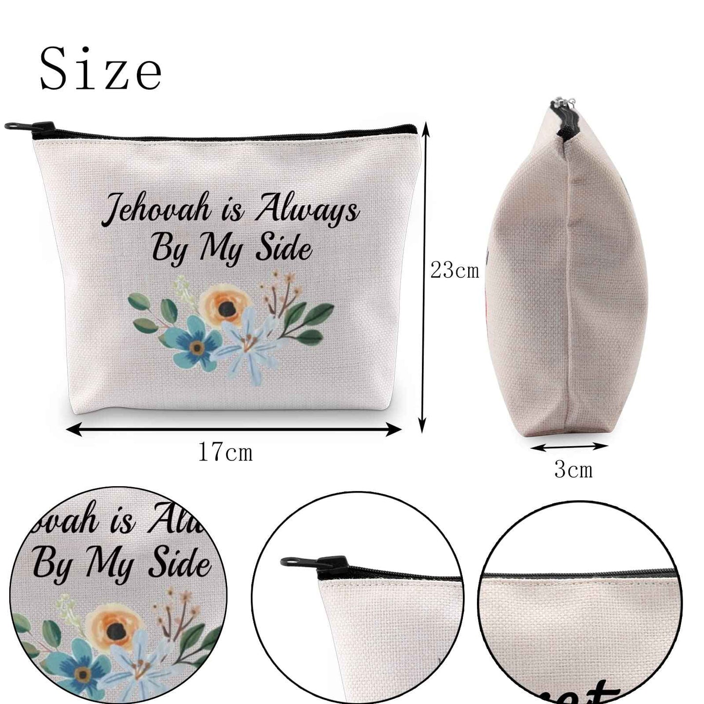 POFULL JW Baptism Gift Jehovah is Always By My Side Cosmetic Bag JW Pioneer Gifts (Jehovah By My Side)