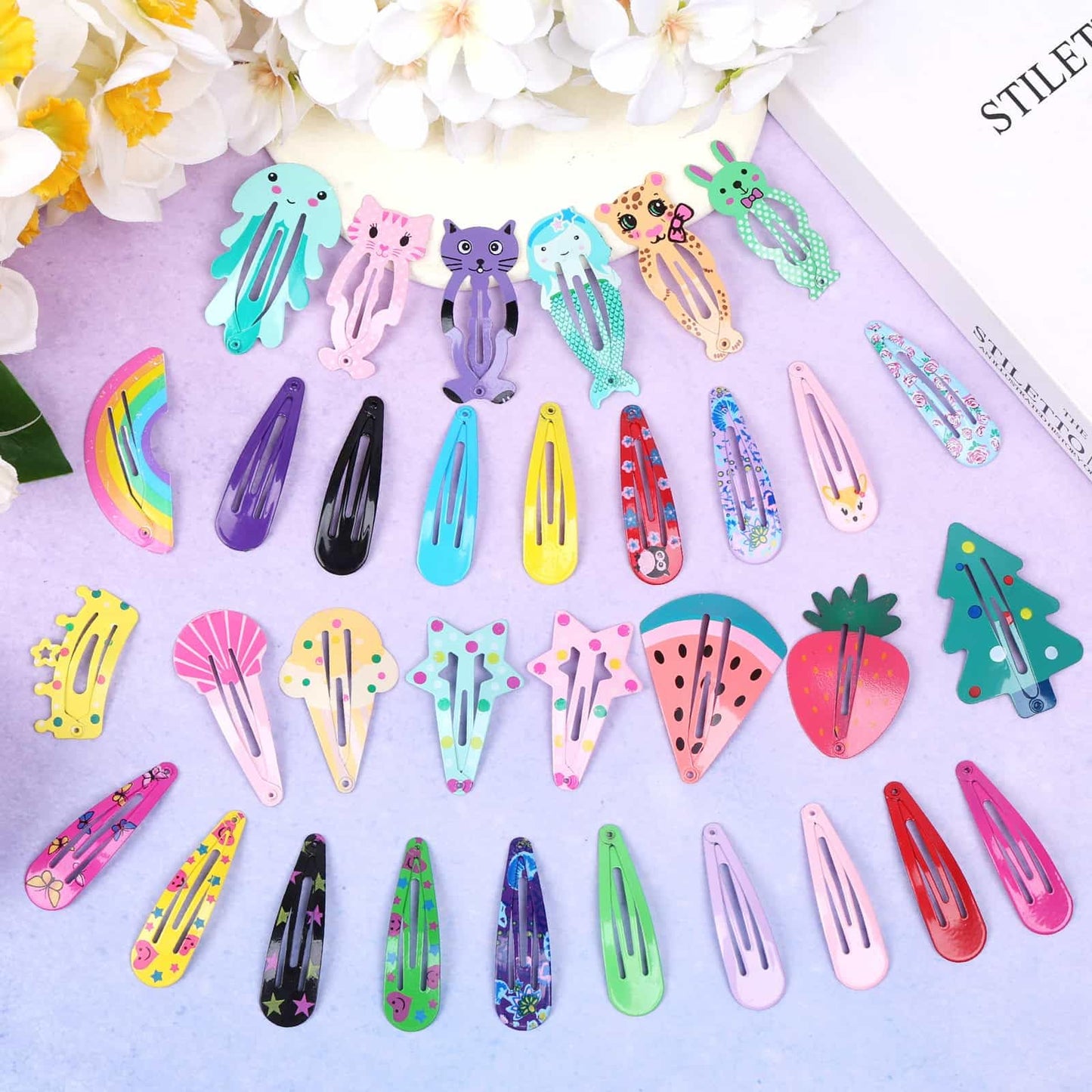 Anezus 80 Pcs Hair Clips for Girls Hair Barrettes Snap Non-Slip Metal Hair Clips for Girls Kids Teens Women