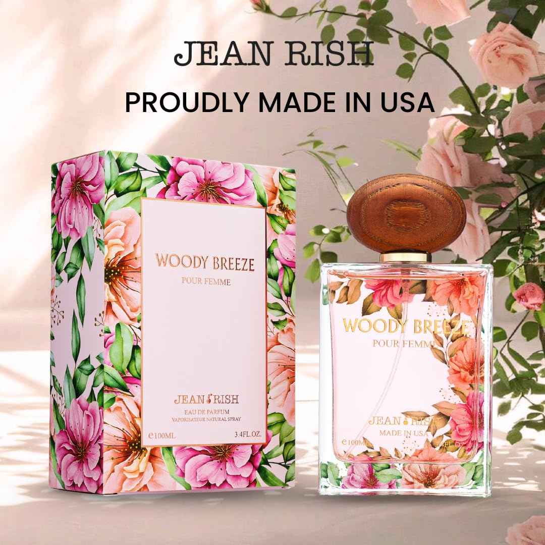 Jean Rish Woody Breeze Eau De Parfum - Perfume for Women (3.4 Fl Oz / 100ml) with Pear, Jasmine & Vanilla Notes - Long Lasting and Luxury Fragrance, Made in USA
