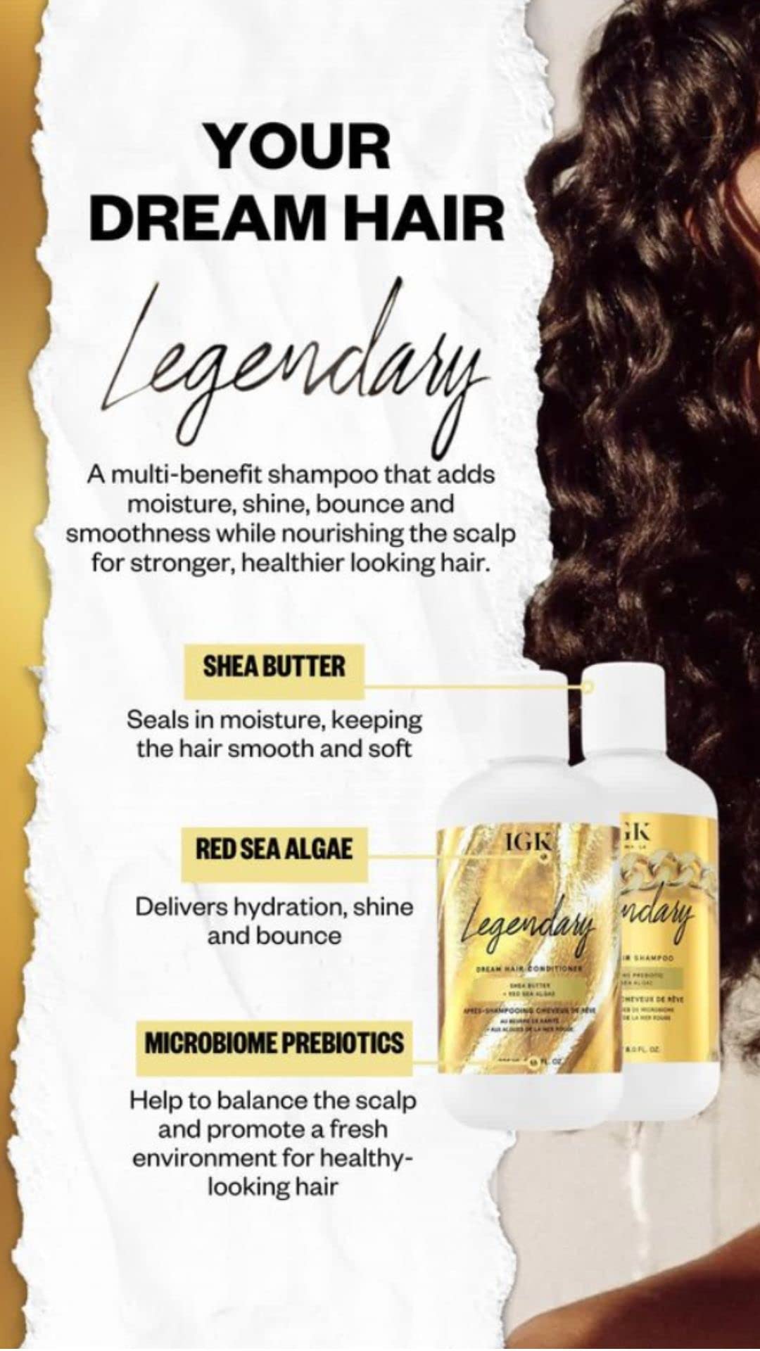 IGK LEGENDARY Dream Hair Conditioner | Healthy + Hydrated + Shine | Vegan + Cruelty Free | 8 Oz