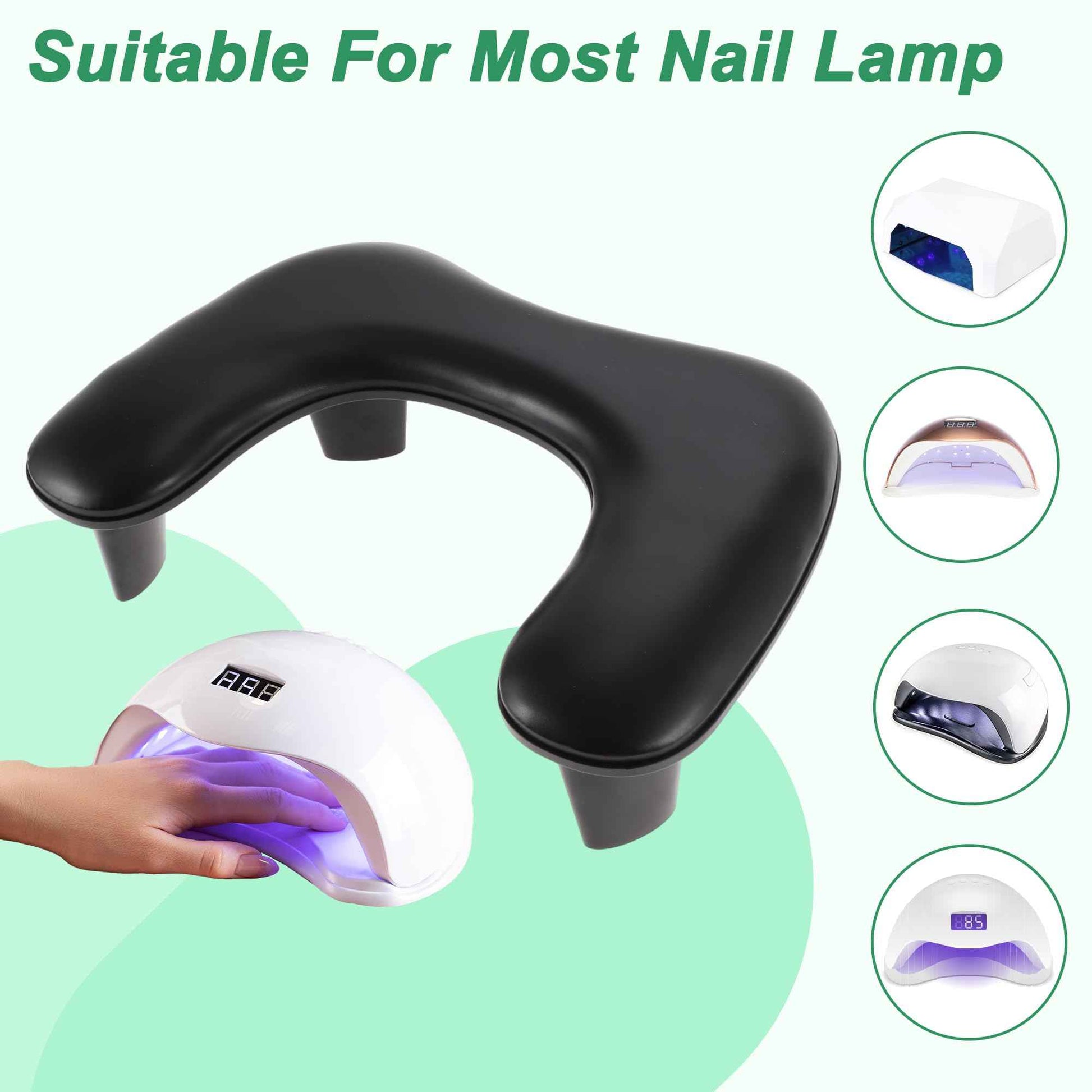 VOCOSTE Arm Rest for Nails Tech, U Shaped Nail Arm Rest, Manicure Hand Rest with Detachable Brackets, Hand Rest for Nails Tech with Non-slip Pads, Nail Hand Rest, Black