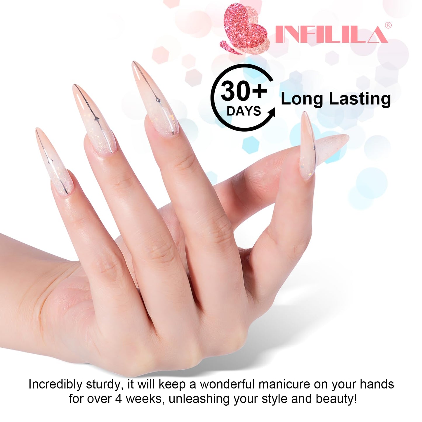 NXJ INFILILA Poly Nail Gel Builder Gel for Nails, 50ml Milky White Poly Nail Gel Colors, Hema-Free Glitter Poly Nail Gel, Nail Extension Gel Professional Salon UV/LED Nail Lamp Required