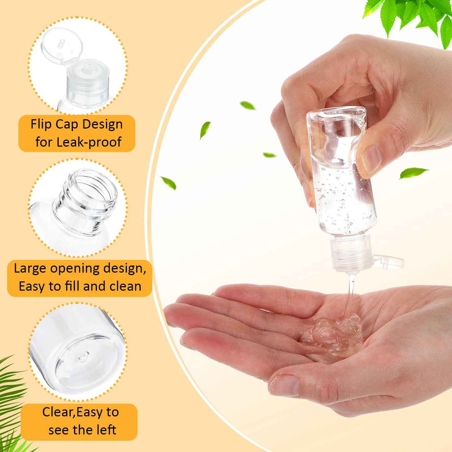 Mimorou 150 Pcs 1oz Travel Bottles Bulk for Toiletries Clear Small Travel Size Bottles Bulk Refillable Empty Containers for Shampoo Lotion Liquid Body Soap Cream Toiletries