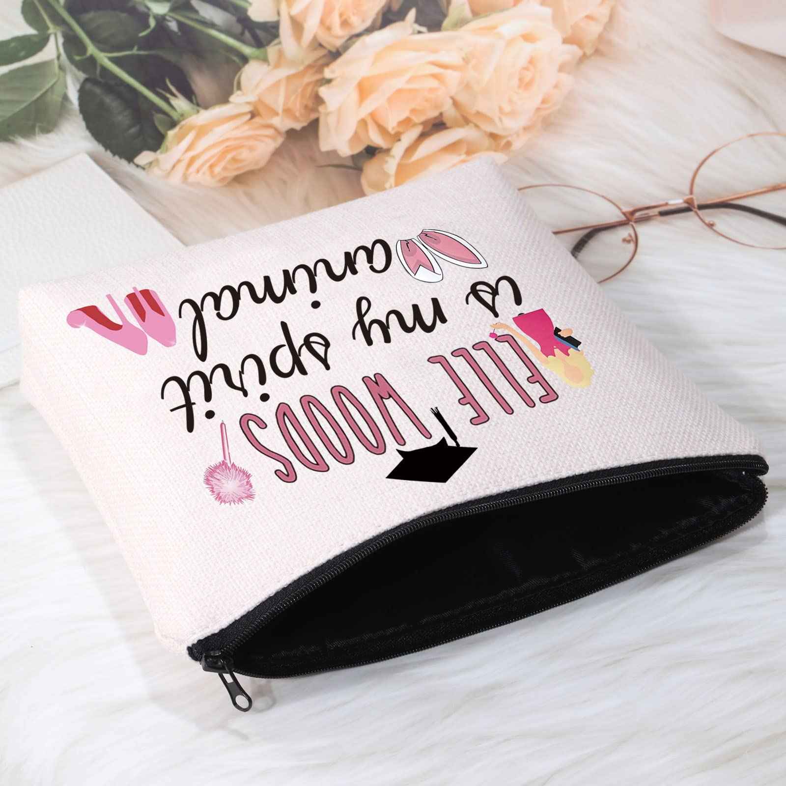 POFULL Movie Inspired Gift Law Student Makeup Bag Elle is My Spirit Animal Cosmetic Bag Attorney Gift (Woods is My Spirit Animal bag)