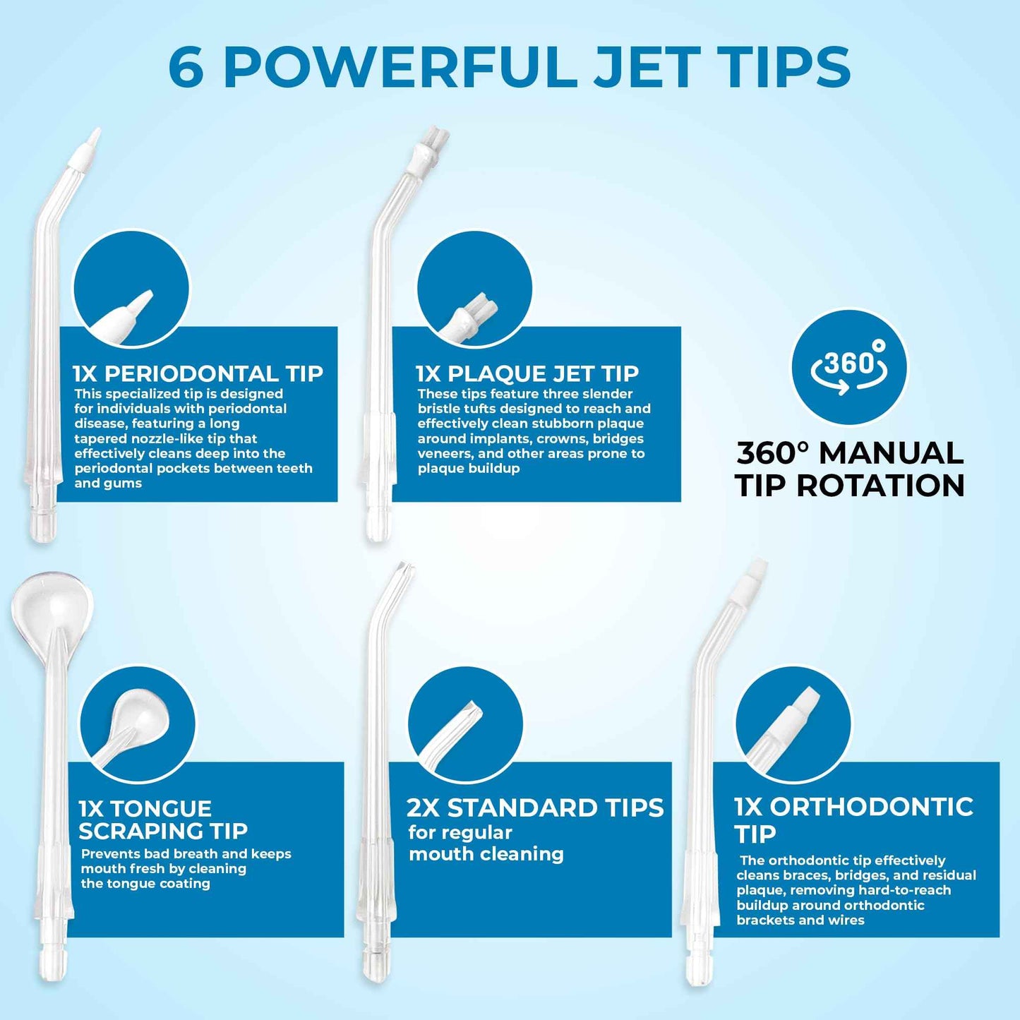 Water Flosser for Braces & Tonsil Stone Remover, 400ml Tank, IPX8 Waterproof, Dental Floss with 6 Tips Including Tongue Scraper, Oral Irrigator for Teeth, Bad Breath Treatment for Adults