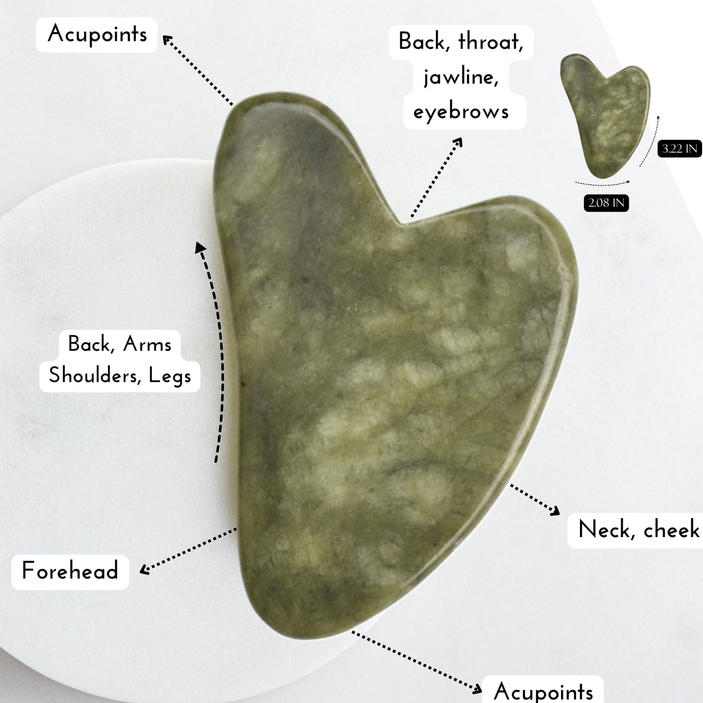 Padime - Jade Gua Sha | Jade Gua Sha Facial Tool | Reduce Facial Tension, Pufiness - Lymphatic Drainage | Acupoints, Self-Skin Care Face, Jaw Massager, Small Gifts