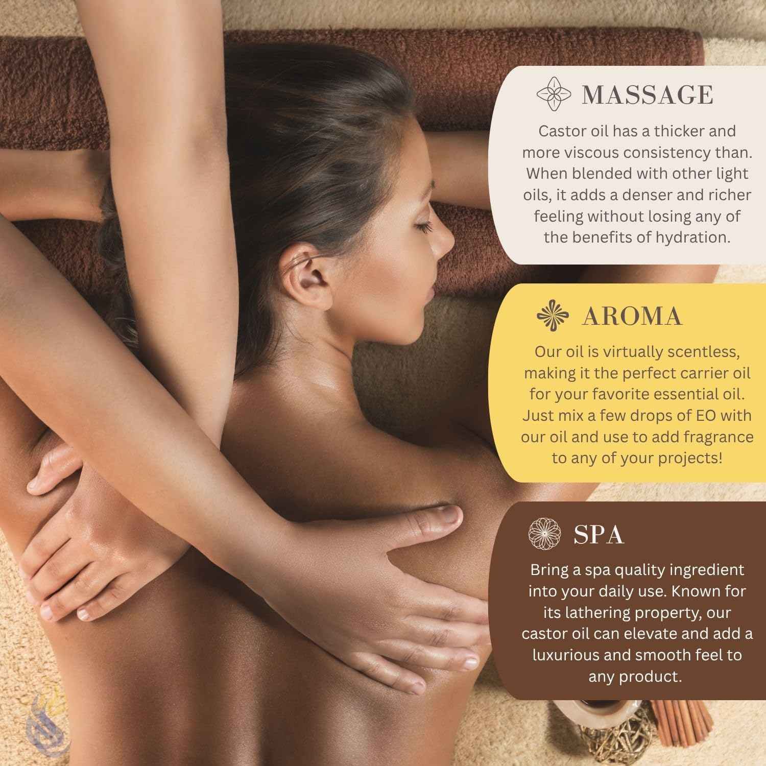 ClearLee Castor Oil - Cosmetic Grade Natural & Pure Oil for Massage, Body, Hair, Skin, Face, Nail, Spa, Aromatherapy Carrier for Essential Oils, Soap Making, Serums & more (64 oz)