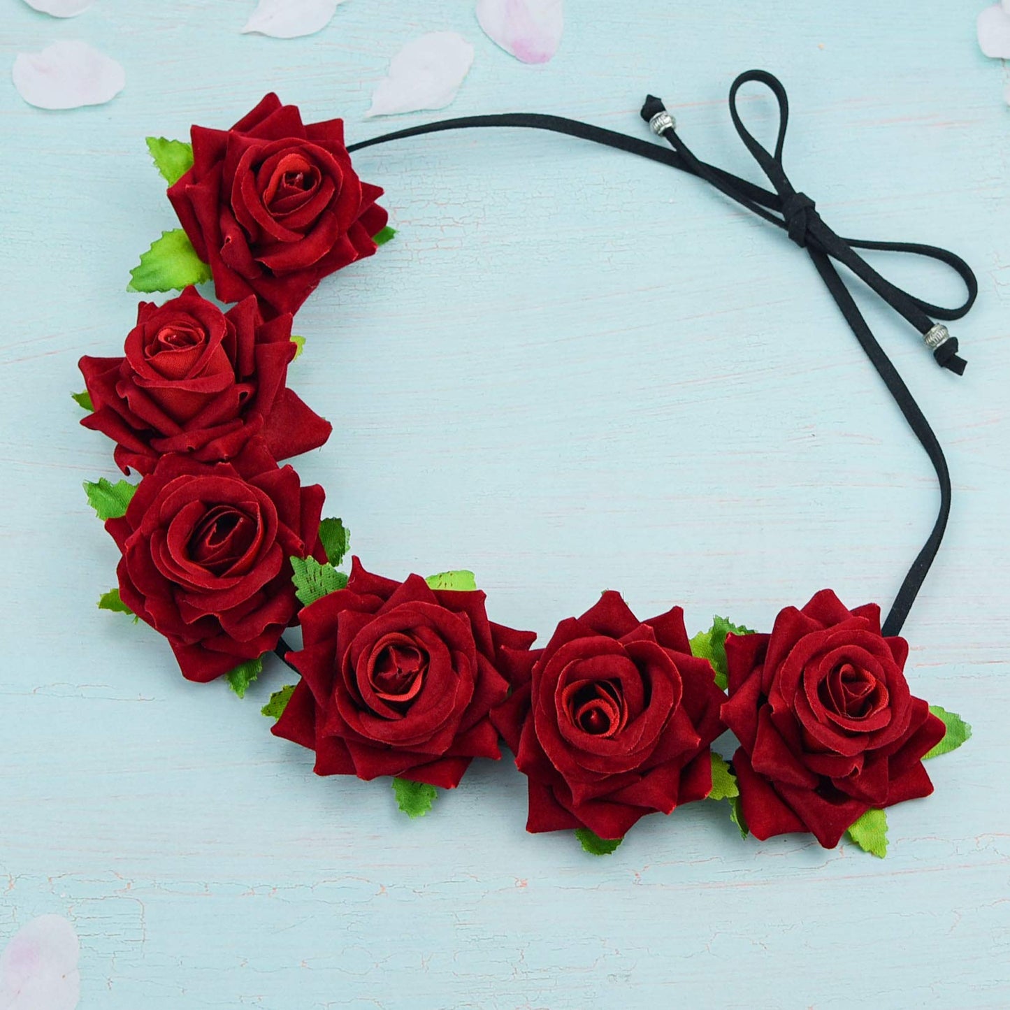 Lystaii Rose Headband Red Rose Flower Crown Woodland Hair Wreath for Valentines's Day Halloween Festival Cosplay