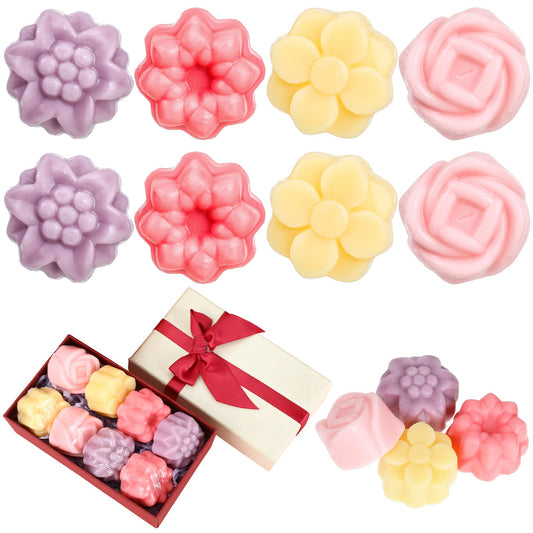 Marsui 8 Pcs Soap Gift Scented Soaps Assorted Colored Mini Soaps Bath Soaps for Her Women Teens Mom Birthdays(Flower)