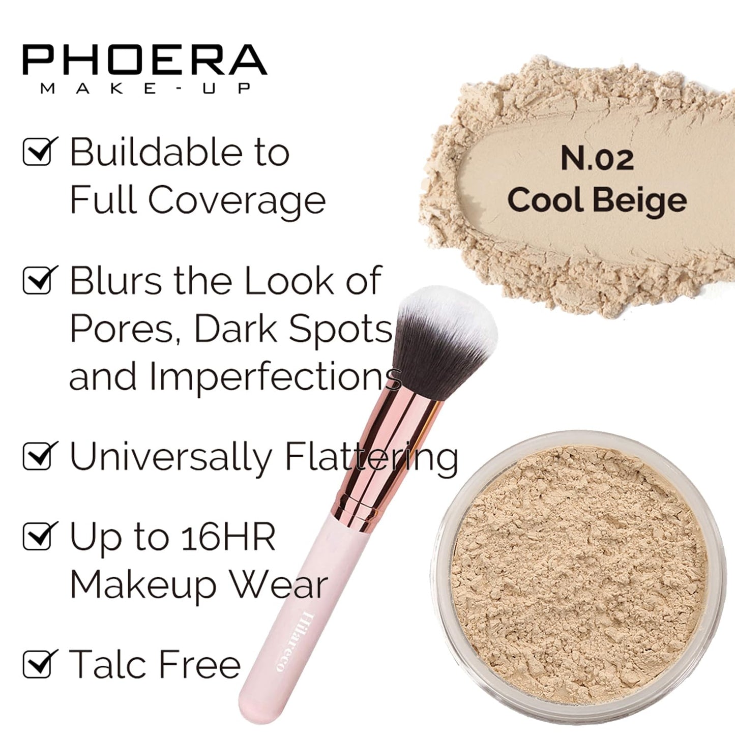 PHOERA Foundation,PHOERA Concealer,PHOERA Makeup Foundation Full Coverage Up to 24 Hour Fresh Wear with Matte Finish,PHOERA Primer,PHOERA Powder (105 Sand+111 Chestnut)