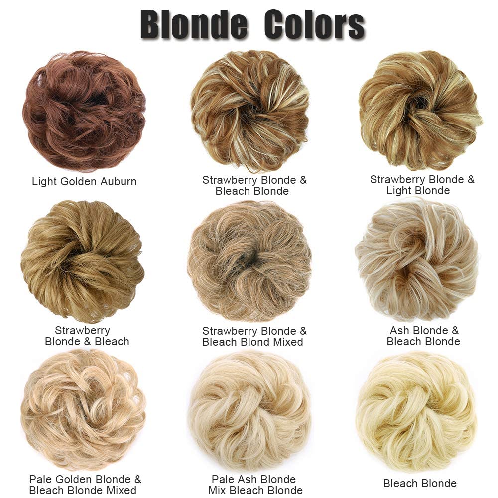 MORICA 1PCS Messy Hair Bun Hair Scrunchies Extension Curly Wavy Messy Synthetic Chignon for Women (Light Golden Auburn##)