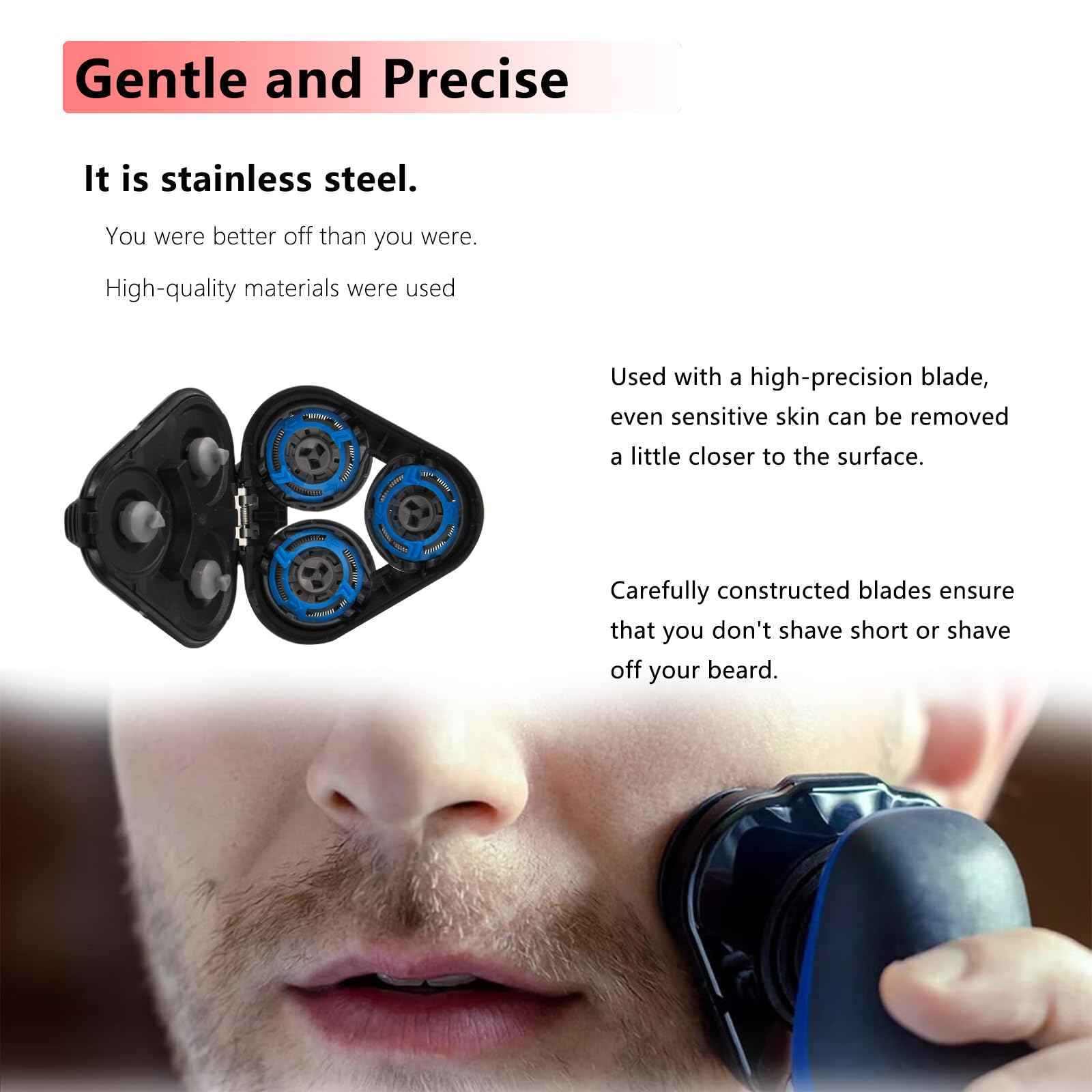 SH60 Replacement Blades Series 6000 Compatible with Philips Norelco 6000 Replacement Heads,for Series 6000 Electric Shaver Razors Blades S6850/85,S6880/81,S6810/82 etc Model,With Cleaning Brush