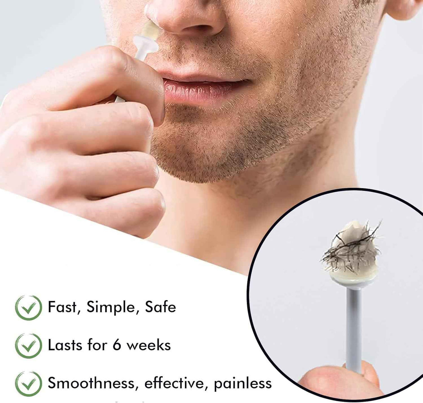 Nose Wax Kit, 120g Wax Beads, Nose Hair Wax for Men and Women, 15-20 Uses Painless Nasal & Ear Hair Removal With 40 Applicators, Wooden Sticks, Balm Wipes and Moustache Guards | Lasts up to 5 Weeks