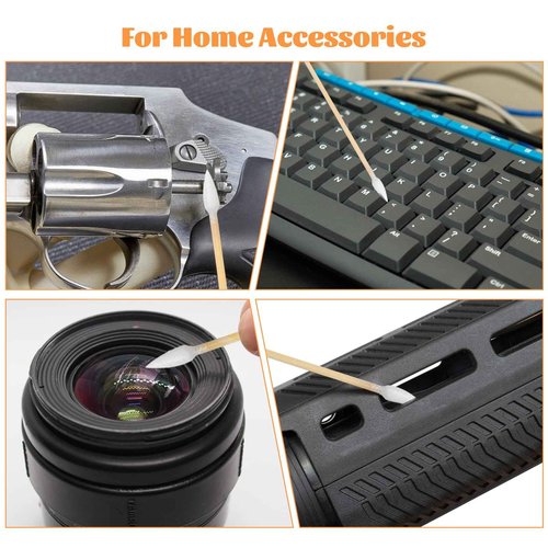 500pcs Pointed Cotton Swabs with Storage Case, 6 inch Precision Gun Cleaning Swabs, Lint Free Bamboo Handle Long Cotton Swabs for Gun Cleaning, Makeup & Electronics